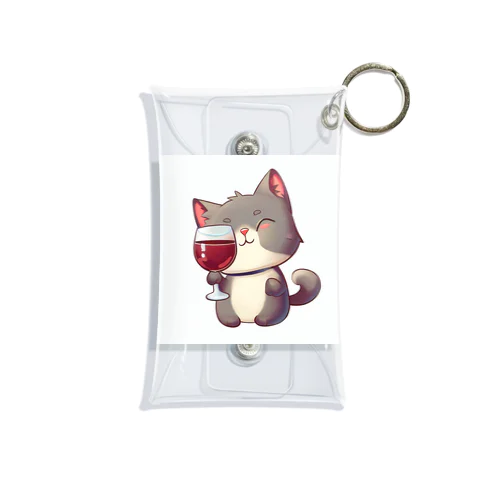Cat drinking wine（ワインを飲む猫） Mini Clear Multipurpose Case