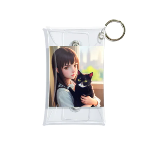 猫を抱く女の子のイラスト Mini Clear Multipurpose Case