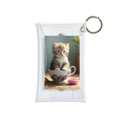 かわいい子猫がティーカップに座っているグッズ Mini Clear Multipurpose Case