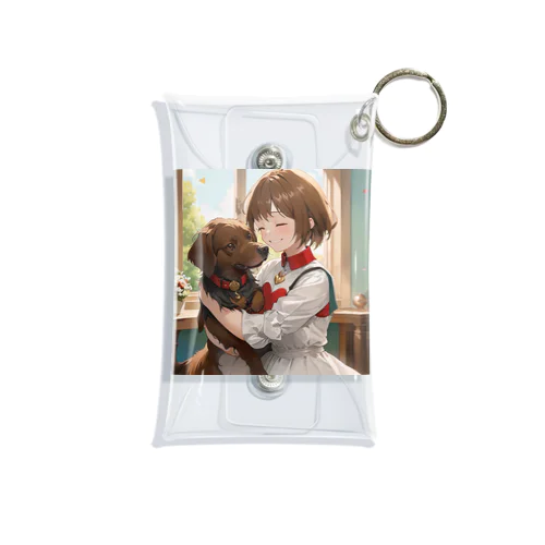 少女と愛犬 Mini Clear Multipurpose Case