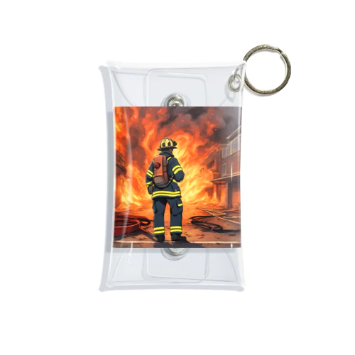火災現場の勇敢な消防士のグッズ Mini Clear Multipurpose Case