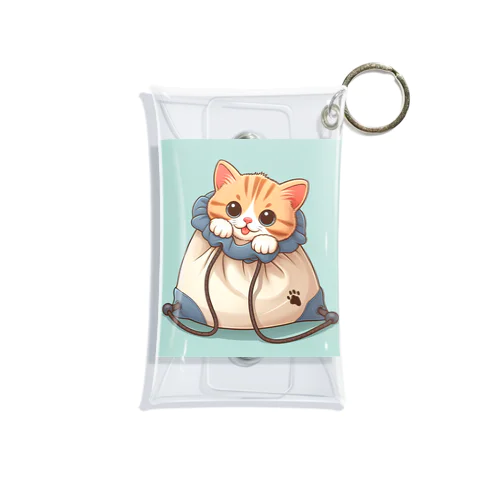 巾着袋に入った可愛い子猫🩷 ミニクリアマルチケース