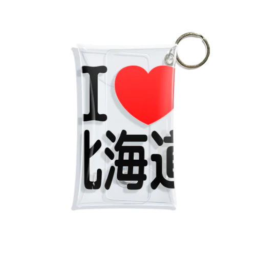 I LOVE 北海道（日本語）ブラック Mini Clear Multipurpose Case