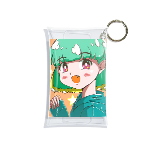 レトロポップ 緑髪のボブヘアの女の子 Mini Clear Multipurpose Case