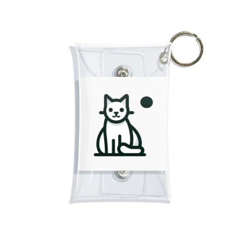 この魅力的なモノクロキャットイラストは、猫好きの皆さんにぴったりです！ Mini Clear Multipurpose Case