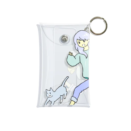 女の子と猫走る Mini Clear Multipurpose Case