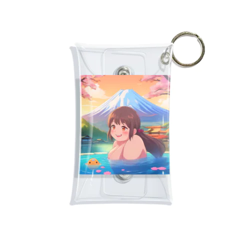 富士山絶景にある露天風呂のかわいい女の子 Mini Clear Multipurpose Case