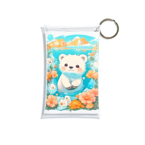 白くてふわふわのシロクマちゃんと花々 Mini Clear Multipurpose Case