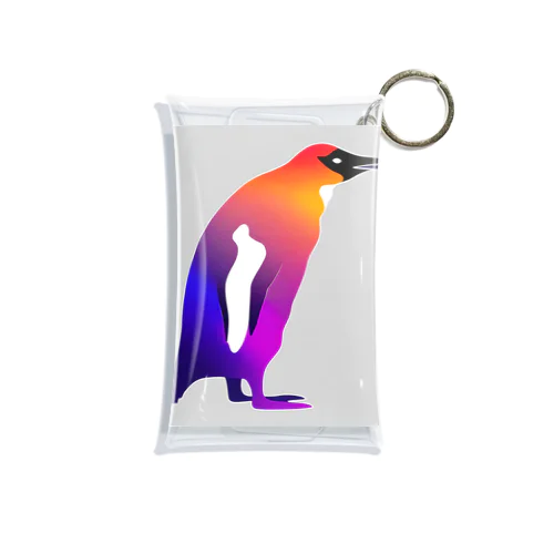 紫からオレンジのグラデーションのペンギン Mini Clear Multipurpose Case