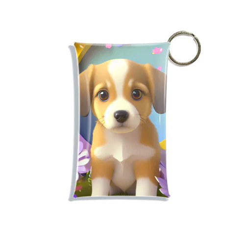 陽気な子犬と春の花々 Mini Clear Multipurpose Case