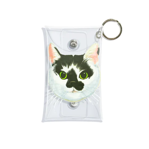 ねこさんのお顔（白黒ねこ） Mini Clear Multipurpose Case