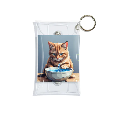 水を飲んでいる猫 Mini Clear Multipurpose Case