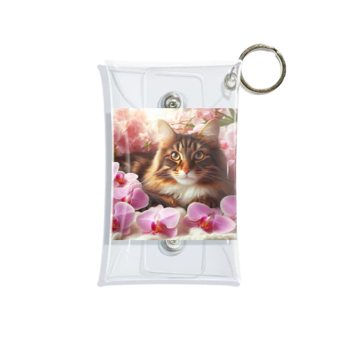 猫と胡蝶蘭 Mini Clear Multipurpose Case