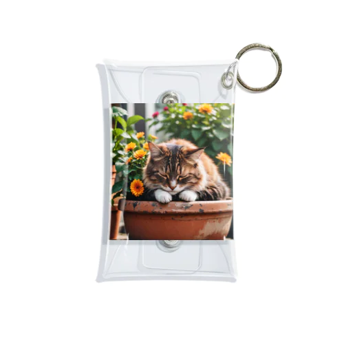 お花の上でくつろぐ猫 Mini Clear Multipurpose Case