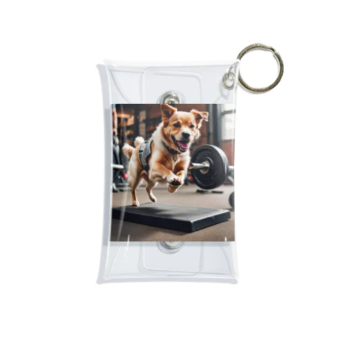 バーベルを飛び跳ねる犬 dog barbel Mini Clear Multipurpose Case