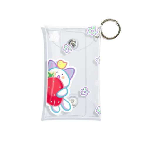 メンたるねこのいちご Mini Clear Multipurpose Case