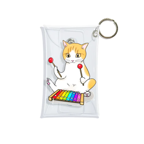 木琴を叩く猫 Mini Clear Multipurpose Case