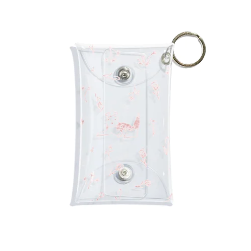 花と犬pink Mini Clear Multipurpose Case