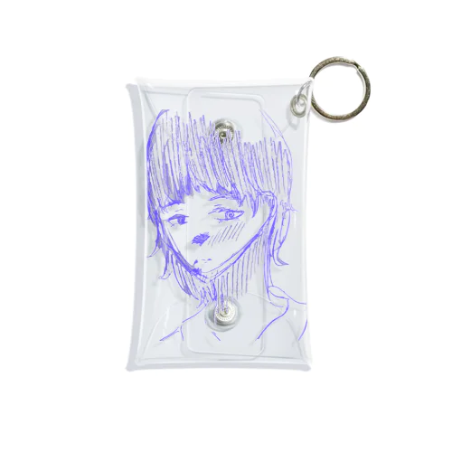 ふてくされ女の子（紫） Mini Clear Multipurpose Case