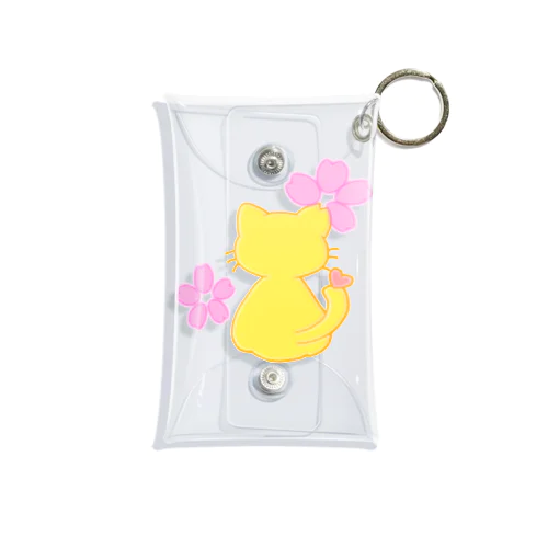 ぽっちゃりオレンジ桜ねこ Mini Clear Multipurpose Case