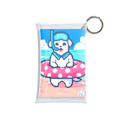 🐶夏が楽しみすぎる犬🌞🌊（ドット） Mini Clear Multipurpose Case