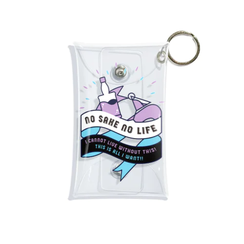 NO SAKE NO LIFE。 レトロな紫×青 Mini Clear Multipurpose Case