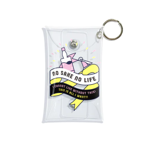 NO SAKE NO LIFE。 レトロな赤×黄 Mini Clear Multipurpose Case