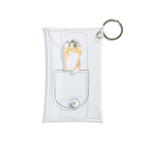 ポケットからひょっこり★きじ白猫のみるく Mini Clear Multipurpose Case