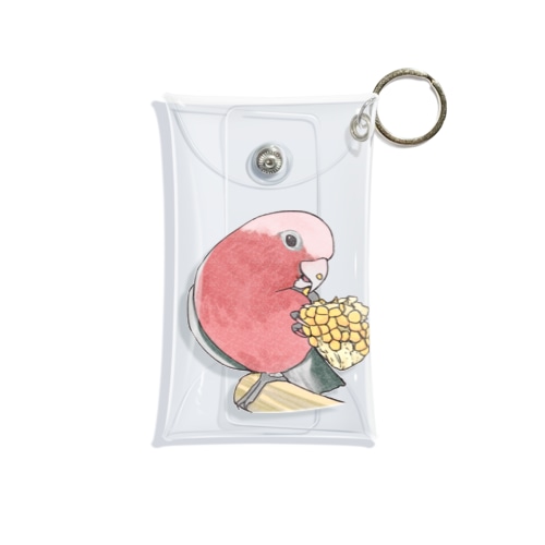 モモイロインコちゃんとトウモロコシ【まめるりはことり】 Mini Clear Multipurpose Case