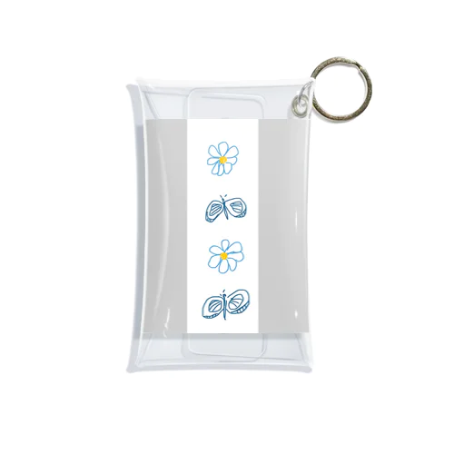 青い花と蝶々 Mini Clear Multipurpose Case