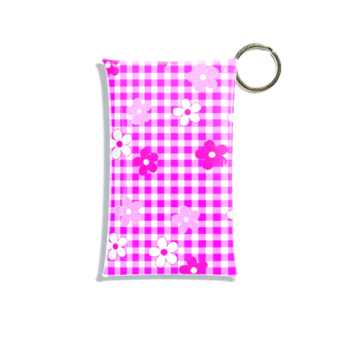 花＆ギンガムチェック（ピンク） Mini Clear Multipurpose Case