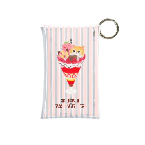 ネコネコフルーツパーラー〜いちご〜 Mini Clear Multipurpose Case
