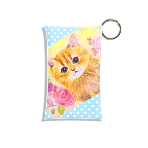 花と子猫 Mini Clear Multipurpose Case