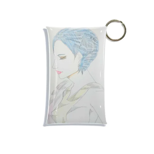 美人画series 青髪 Mini Clear Multipurpose Case