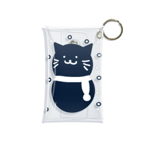 ブルーブラック猫ゆきだるま Mini Clear Multipurpose Case