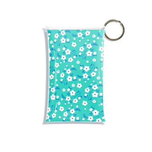 ミントグリーンの花柄 Mini Clear Multipurpose Case
