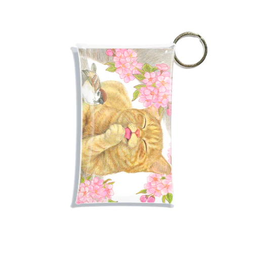 花見猫♪茶トラとスズメ　クリアファイル Mini Clear Multipurpose Case