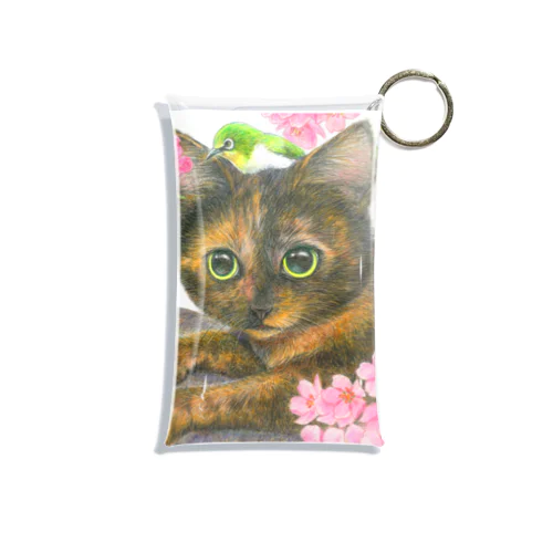 花見猫♪サビ猫とメジロ Mini Clear Multipurpose Case