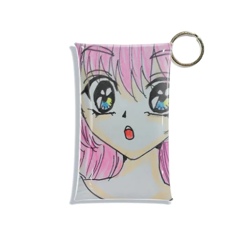 ピンク髪の女の子 Mini Clear Multipurpose Case
