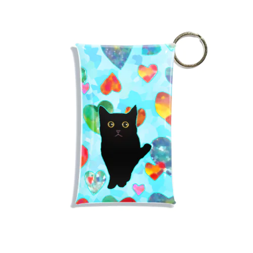 夏の黒猫ハート Mini Clear Multipurpose Case