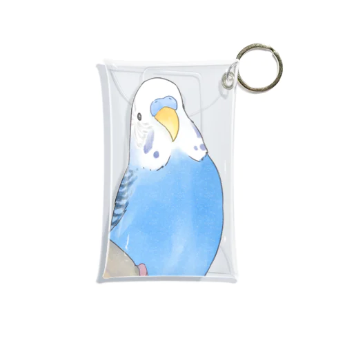 セキセイインコちゃんと止まり木【まめるりはことり】 Mini Clear Multipurpose Case