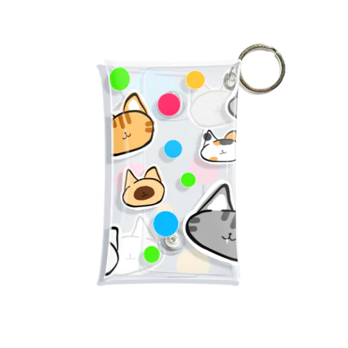 ねこグッズ(ドットカラー) Mini Clear Multipurpose Case