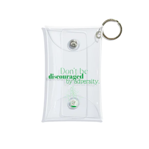 "逆境に挫けるな" green Mini Clear Multipurpose Case