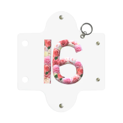 フラワー数字シリーズ「16」 Mini Clear Multipurpose Case