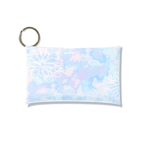 水彩柄とお花 Mini Clear Multipurpose Case