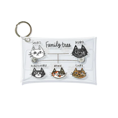 Family tree-にゃんこの家系図- Mini Clear Multipurpose Case