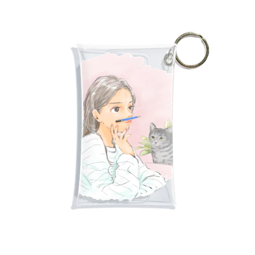 女の子とネコ Mini Clear Multipurpose Case