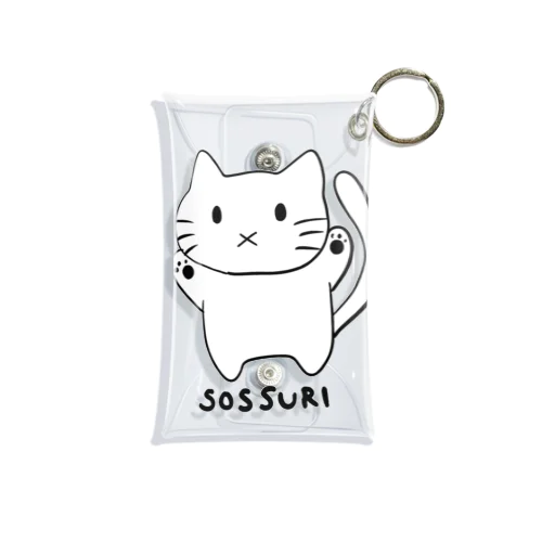 両手を挙げるねこ Mini Clear Multipurpose Case