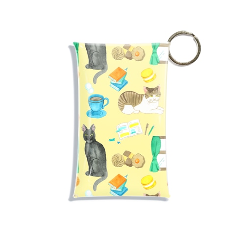 猫と休息柄 Mini Clear Multipurpose Case