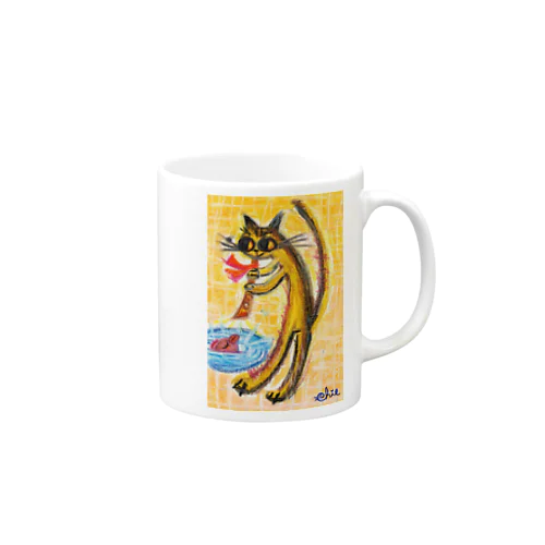 笛吹く猫シャチョウ Mug